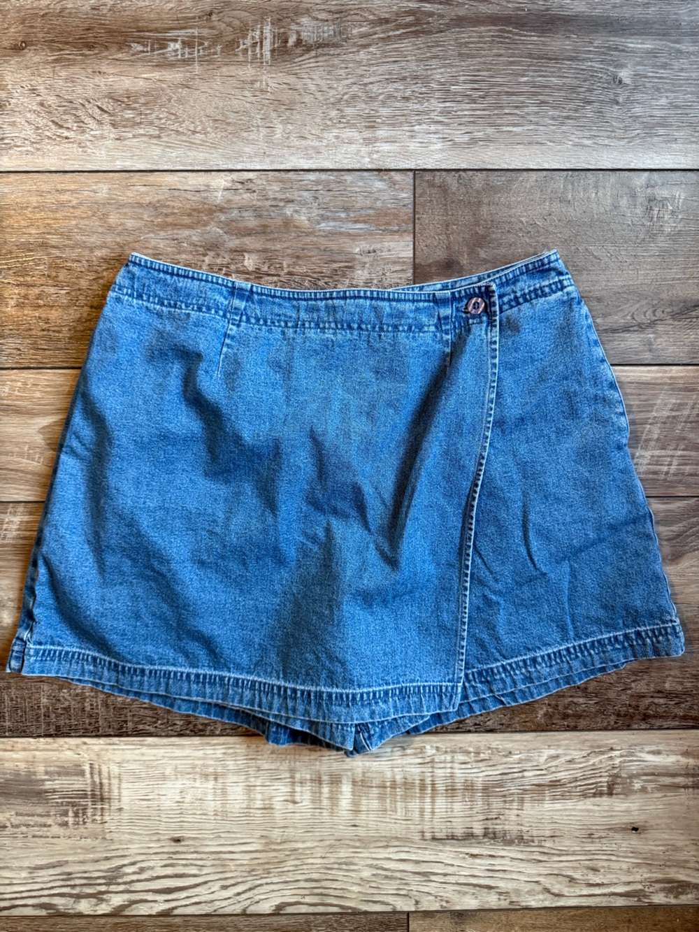 Jantzen Blue Denim Wrap-Front Skort Shorts